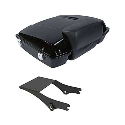 TCMT 5.5" Razor Motorcycle Trunk Backrest Pad Mount Rack Fit For Harley Touring 1997-2008 Touring Road King Electra Glide Road Glide Pack - color: Chrome Lacthes Trunk, size: Set B Black Rack