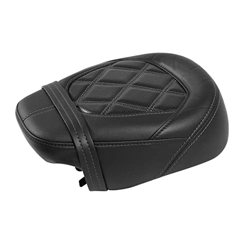 TCT-MOTORPARTS Low-Profile Leather Seat Passenger Seat Fits for Harley Touring 2009-2023 Electra Street Road Glide CVO Road King Black Stitching - color: Passenger Seat Black