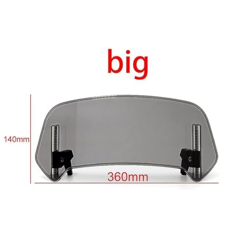 Motorcycle Windscreen for BMW K 1200 LT 1999-2003 2004 2005 2006 2007 2008 2009 2010 2011, Windscreen Air Deflector Adjustable Clip-On Windshield Extension,B 360mm×140mm Smoke - color: B 360mm×140mm smoke