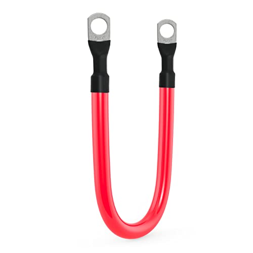 4 AWG Battery Cable 4AWG Gauge Pure Copper Battery Inverter Cables with 3/8 in Lugs Both Ends Power Inverter Wire Set for Automotive Solar Marine Boat RV Car Motorcycle Red and Black (1ft) - size: 1ft