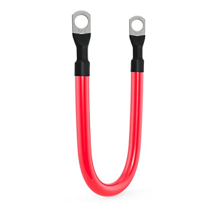 4 AWG Battery Cable 4AWG Gauge Pure Copper Battery Inverter Cables with 3/8 in Lugs Both Ends Power Inverter Wire Set for Automotive Solar Marine Boat RV Car Motorcycle Red and Black (1ft) - size: 1ft