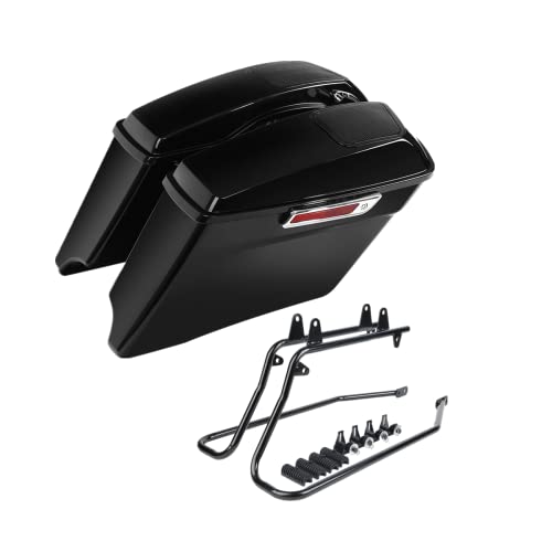 TCMT 4" Stretched Extended Saddlebags 6x9" Speakers Lids Conversion Bracket Kit Fit For Harley Heritage Softail Fatboy FLSTF Breakout 1984-2017 - color: Black Conversion Brackets, size: Style H(4" Stretched 6X9" Speaker Lids)