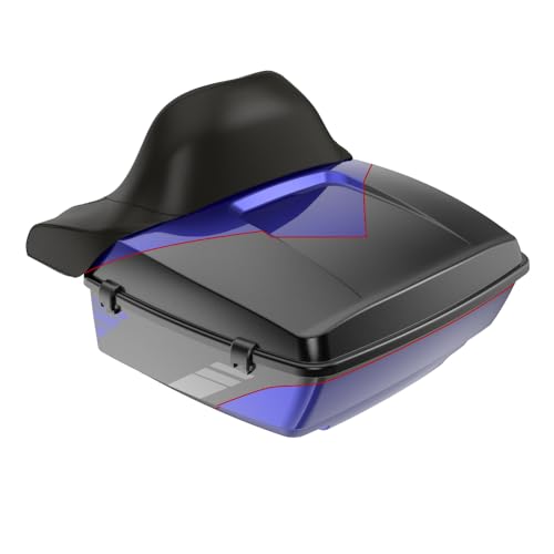 Advanblack 2025 Road Glide King Tour Trunk Pack Black Latch Wrap-Around Backrest Compatible with 1997-2025 Harley Touring Road Glide, Street Glide, Electra Glide (Blue Streak) - color: Blue Streak
