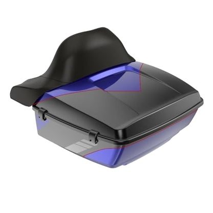Advanblack 2025 Road Glide King Tour Trunk Pack Black Latch Wrap-Around Backrest Compatible with 1997-2025 Harley Touring Road Glide, Street Glide, Electra Glide (Blue Streak) - color: Blue Streak