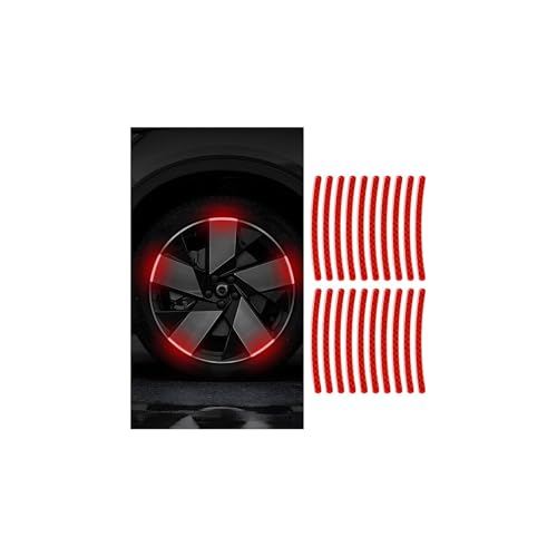 Zipelo 20PCS Reflective Car Wheel Decorative Stripe Stickers, Anti Scratch Vehicle Night Safety Warning Tape Decal, Automotive Exterior Tire Rims Sticker Accessories, Universal Fit (Red) - color: Red