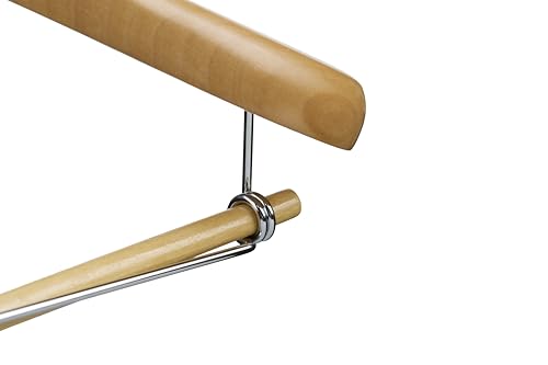 DEILSY™ Natural Suit Hangers for Men with Non-Slip Pants Bar & 360° Swivel Hook - Smooth Finish Wooden Coat Hangers, Heavy Duty Wooden Hanger – Pack of 6 - color: Natural