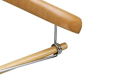 DEILSY™ Natural Suit Hangers for Men with Non-Slip Pants Bar & 360° Swivel Hook - Smooth Finish Wooden Coat Hangers, Heavy Duty Wooden Hanger – Pack of 6 - color: Natural