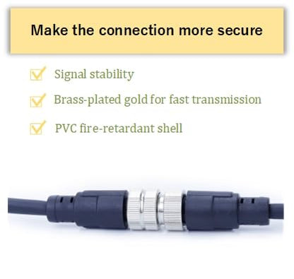 M8 6-Pin Male to Female Connector Cable, A-Coded Straight Circular Industrial Molded Cable, IP67 Waterproof Unshielded PVC Wire, 30V 3A AC/DC, AWG24 - size: 3m, style: 6pin