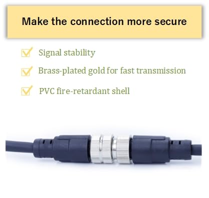M8 4-Pin Male to Female Connector Cable, A-Coded Straight Circular Industrial Molded Cable, IP67 Waterproof Unshielded PVC Wire, 30V 3A AC/DC, AWG24 - size: 10m, style: 4pin