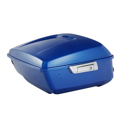 TCMT 13.7" King Motorcycle Trunk Box W/Latch Key Fit For Harley 2014-2025 Touring CVO Road King Road Glide Street Glide Electra Glide Ultra Limited Electric Blue - color: Electric Blue(W Speaker Holes)