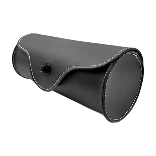 Universal PU Leather Motorcycle Fork Bag Saddlebag, Black with Mounting Straps Motorbike Tool Pouch Tail Rack Storage Bag