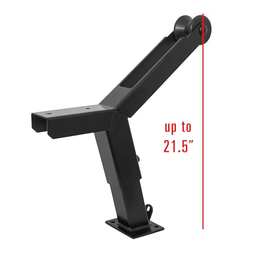 Extreme Max 3006.8785 Adjustable Height Notched Winch Stand with Roller - Black Powder Coat Finish, Hardware Fits 3" W x 4" H Trailer Frames - color: Black, size: Fits 3"W x 4"H Trailer Frames