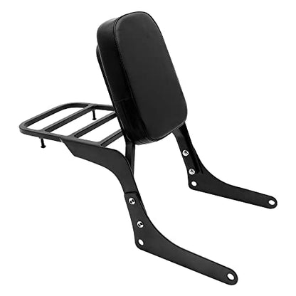 Motorcyle Rear Passenger Backrest Sissy Bar with Luggage Rack Pad Replacement for Honda Rebel 250 CMX250 CMX250C CA250 1985-2015,Black