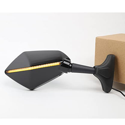 Mokuo Adjustable Motorcycle LED Turn Signal Rearview Mirrors with Front Arrow LED Light Fit for Honda CBR600RR Suzuki GSXR750 Yamaha R6 Kawasaki