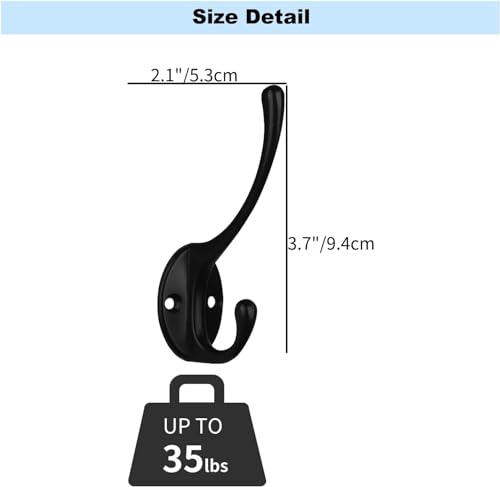 Kruodop 10Pcs Coat Hooks Wall Hooks for Hanging Heavy Duty, Wall Mounted Black Towel Hooks, Metal Single Coat Hanger with Screws Cup Retro for Coats, Handbags, Towels - color: black 10pcs