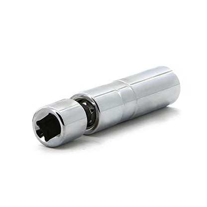 A ABIGAIL 16mm Thin Wall Swivel Magnetic Spark Plug Socket 3/8 Inch Drive 12-Point 5/8 Inch Spark Plug Socket Removal Tool Compatible with Motorcycle, Car, SUV, BMW - size: 16mm