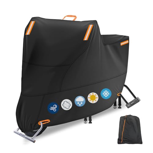 Moped Cover Waterproof Outdoor, Motorbike Scooter Covers for Outside Sun Rain Dust Protection with 4 Reflective Strips and 2 Fixed Buckles, 2 Lock-Holes for Motorcycle Sportbike (M: 72 x 33 x 39 inch) - color: 300D Orange, size: M (72 x 35 x 39 inch)