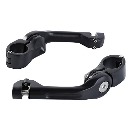 TCMT 32mm 1 1/4" Highway Engine Guard Bar Highway Footpegs Mount Kit Fits For Harley Touring Road King Street Glide Road Glide Electra Glide Softail Sportster Dyna with 1.25" Engine Guards - color: Matte Black, size: Long Angled Mounts
