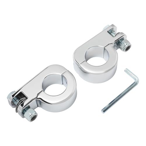 TCMT Chrome Foot Pegs Foot rest Mounting P-Clamp Footpeg Footrest Set Fits For Harley-Davidson 1 1/4"(32mm) highway bars - color: Chrome, size: P-Clamp Mounts
