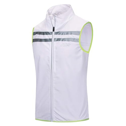 bpbtti Men's Hi-Viz Safety Running Cycling Vest Sleeveless Windbreaker vests- Windproof and Reflective - color: White, size: X-Large