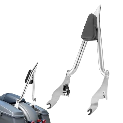 Mofun 27" Tall Passenger Backrest Sissy Bar 1.3" Fat Bar Compatible with Harley Touring Road King Street Electra Road Glide 2009-2025,Chrome - color: Chrome, size: 09-25
