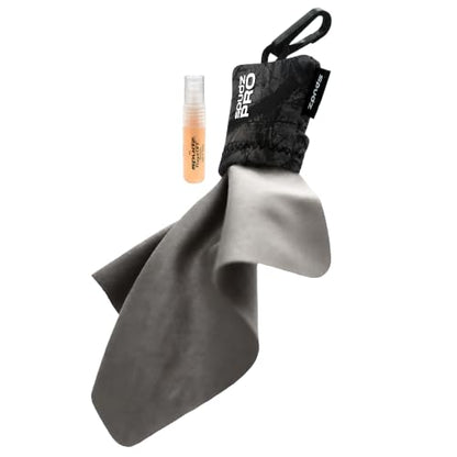 SPUDZ Pro | 10" x 10" Microfiber Cloth Screen & Lens Cleaner w/ 4ml Bottle | - color: Stealth Shadow W/ Bottle of Fogzoff