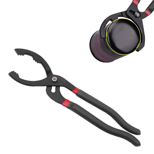 KVAEY 12" Adjustable Oil Filter Pliers, Automotive Oil Filter Removal Tools with Long Handle, Universal Oil Filter Wrench for Engine Filters in Cars and Trucks, Car Accessories (Black) - color: Black