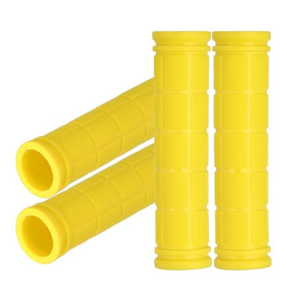 2 Pair Soft Rubber Handlebar Grips, Bicycle Handlebar Grips Bike Handle Bar Wrap Non-Slip 4.5 Inch - Fitting for Mountain Bikes/Road Bicycles/Scooter - color: Yellow