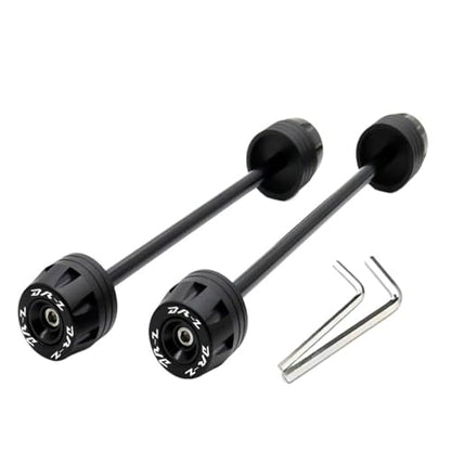 Motorcycle Front & Rear Axle Fork Crash Sliders CNC Aluminum POM Anti-Slip Protector Compatible with DRZ400SM DRZ400S DRZ400SE 2000–2025(Black) - color: Black