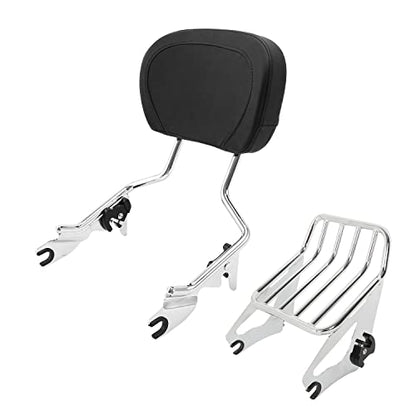 Detachable Sissy Bar Passenger Backrest Upright Passenger Backrest Pad & Luggage Rack Fit for Harley Touring Road King Street Glide Road Glide 2009-2025 - color: Chrome #4