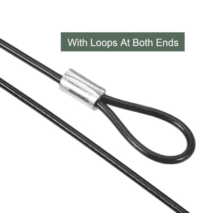 YOKIVE 6 Pcs Safety Cable Locks, Stainless Steel Security Wire Ropes with Double Loop | Great for Homes Doors Fences (Black, 5-Inch, 2mm Dia) - size: 5-Inch,2mm