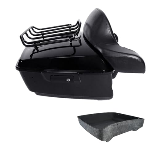 Black King Tour Luggage Trunk Backrest Rack Set Fit for Harley 2014-2025 Touring Road KingRoad Glide Street Glide Electra Glide Ultra-Classic - color: King Pack Trunk Set #3