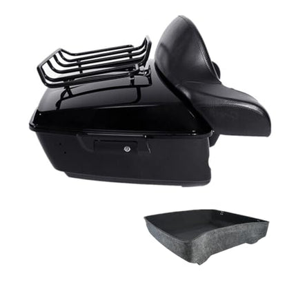 Black King Tour Luggage Trunk Backrest Rack Set Fit for Harley 2014-2025 Touring Road KingRoad Glide Street Glide Electra Glide Ultra-Classic - color: King Pack Trunk Set #3
