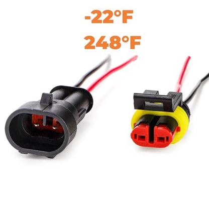 Hiceeden 12 Kits 2 Pin Waterproof Connector, 16AWG 2 Wire Automotive Electrical Plugs Connectors, Male and Female Way Connectors for Car, Truck, Motorcycle, Boat