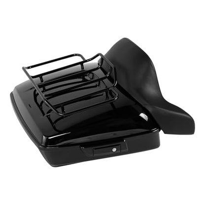 Vivid Black 10.7'' Chopped Tour Luggage Trunk Set w/Luggage Rack Mount Rack Fit for Harley 2014-2025 Touring Road King Road Street Electra Glide Standard CVO - color: Chopped Trunk Set #4