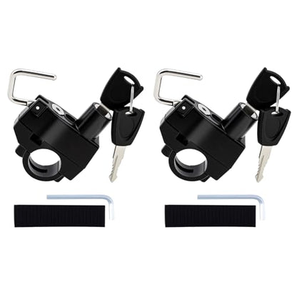 Windance 2Pack Motorcycle Helmet Lock Keyed Alike, Anti Theft Security Lock Helmet Holder Hook for 7/8" 22mm Handlebar otorbike Bike Frame Tube Bumper Luggage Rack (2)