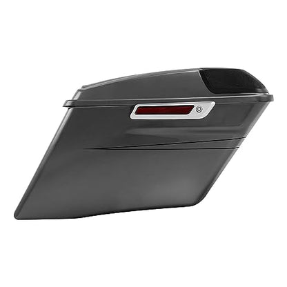 HR3 Charcoal Pearl 4" Stretched Hard Saddlebags w/Speaker Lids Compatible with 2015 Street Glide Special FLHXS (Replace for OEM) - color: Charcoal Pearl