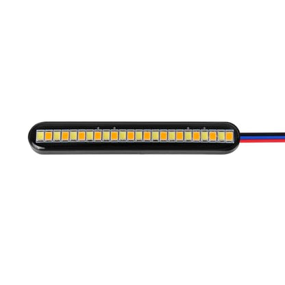 2PCS Universal LED Strip Motorcycle Tail Light Turn Signals Flowing Sequential,24 LED Flexible Brake Stop License Plate Lights Waterproof for Motorcycle Bike ATV Car RV SUV (WHITE+YELLOW) - color: WHITE+YELLOW