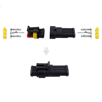 MUYI 10 Kit 3 Pin Way Waterproof Electrical Connector 1.5mm Series Terminals Water Resistend - style: 3pin connector(10 sets)