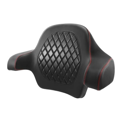 HR3 Wrap Around Backrest Pad for King Trunk Chopped Trunk Compatible with 2014-later Harley Touring Road King Road Glide Street Glide Electra Glide (Diamond Red Stitches) - color: Red Stitches