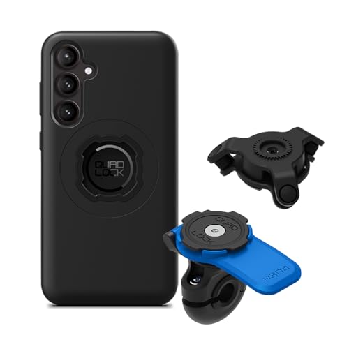 Quad Lock Mirror Motorcycle Phone Mount with Vibration Dampener and MAG Phone Case for Galaxy S24 FE - size: Galaxy S24 FE