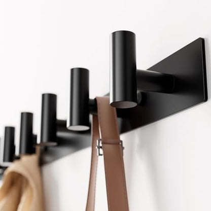 GWAAZXGZ Black Wall Mounted Coat Rack – 5 T-Shaped Pegs for Hats, Bags & Towels, Heavy-Duty Metal Rail for Entryway, Bathroom, Closet, Bedroom (1 Pack) - color: Black