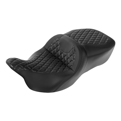 C.C. RIDER Gel Driver Rider Passenger Seat Diamond 2-Up Seat fit for Harley Touring Road King FLHR Street Glide FLHX Road Glide FLTRX 2009-2023 - color: 04# GEL Black