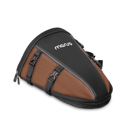 MOSISO Motorcycle Tail Bag Multifunctional Waterproof Polyester Storage Saddle Bag, 10L Outdoor Sports Motorbike Rear Seat Light Tank Handbag Tool Carry Pouch with Shoulder Strap, Brown - color: Brown