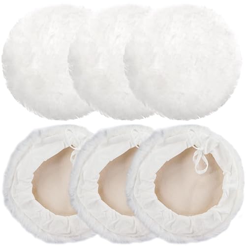 Linkstyle 6PCS 7 Inch Wool Polishing Buffing Pads Kit, Lambswool Buffer Bonnets with Drawstring, Soft Wool Buffing Pads for Car Detailing, Furniture, Glass, Metal and DIY Surface Finishing