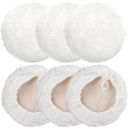 Linkstyle 6PCS 7 Inch Wool Polishing Buffing Pads Kit, Lambswool Buffer Bonnets with Drawstring, Soft Wool Buffing Pads for Car Detailing, Furniture, Glass, Metal and DIY Surface Finishing