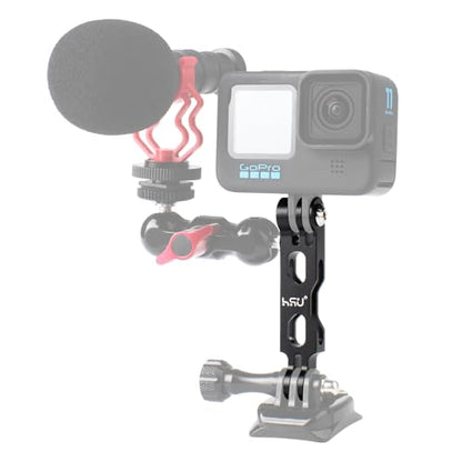 HSU Extension Arm for GoPro, Aluminum Helmet Stick Extension Arm Mount for GoPro Hero 13/12/11/10/9/8/7/6/5 Black, DJI Osmo Action and More (3.3") - color: 3.3" Black