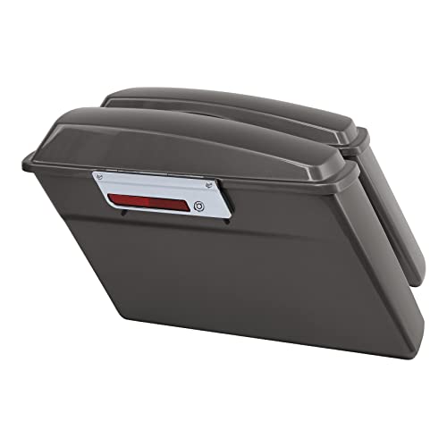 SLMOTO Hard Saddlebags Saddle Bags Trunk W/Chrome Latches For Harley Touring Road King Road Glide Street Glide Electra Glide 1994-2013 Pewter Pearl Motorcycle ABS - color: Glossy Painted(Chrome Latches)