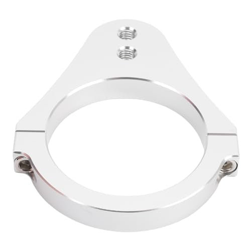 Steering Damper Bracket Fork Clamp, CNC Aluminum Alloy Anodized 60mm Motorcycle Fork Mounting Bracket with LED Light Mount, for 60mm Dampers (Silver) - color: Silver