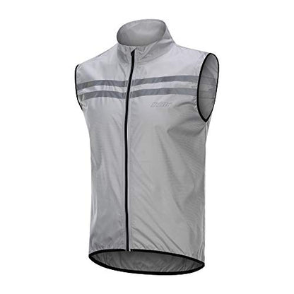 bpbtti Men's Hi-Viz Safety Running Cycling Vest Sleeveless Windbreaker vests- Windproof and Reflective - color: Grey, size: Large